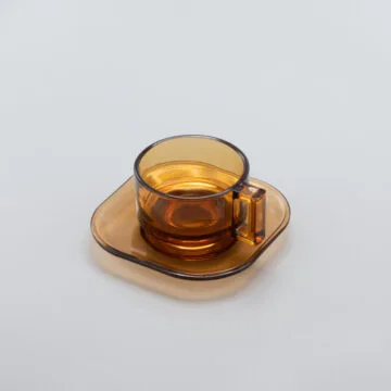 Arno Glass Cup & Saucer — Amber