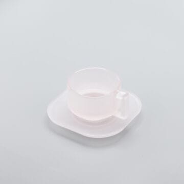 Arno Glass Cup & Saucer — Frosted Pink